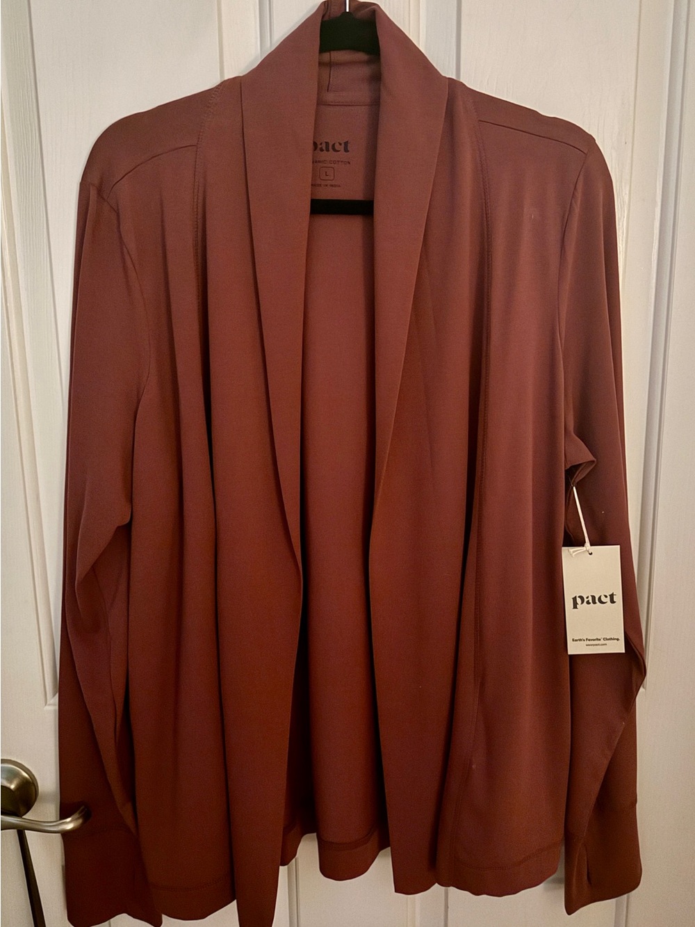 Pact organic Women's Long Sleeve luxe signature swing cardigan 🍂plum wine🍁